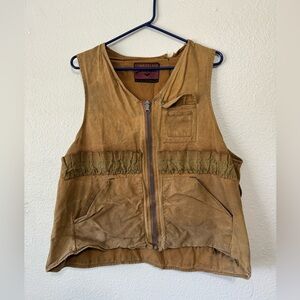 Cumberland Vintage Hunting Brown Canvas Vest Field Vest Distressed Size S